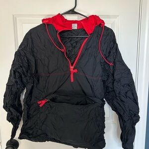 Black Pullover Anorak with Red Trim